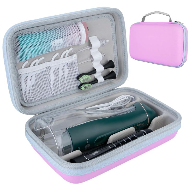 SMYV Water Flosser Travel Case, Portable Dental Oral Irrigator Travel Organizer, Hard Eva Storage Bag for Flosser, Electric Toothbrush, Toothpaset and Irrigator Accessories (Case Only) - Pink - Image 1